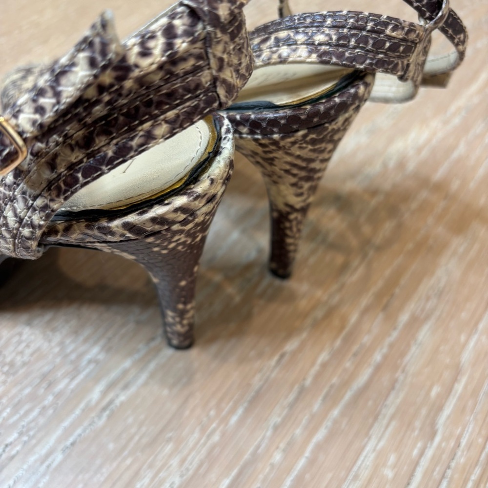 LAUREN RALPH LAUREN KADIE SANDAL Snakeskin Ankle Strap Heel Size 8 - Picture 5 of 8